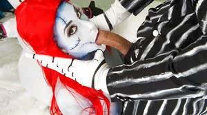 Amateur chick Joanna Angel and guy don creepy cosplay outfits before fucking