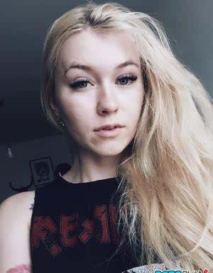 Beautiful blonde slut Misha Cross takes a selfie fully clothed and stark naked