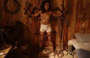 Sexy ebony slave girl tied up and force fucked by her cowboy captor