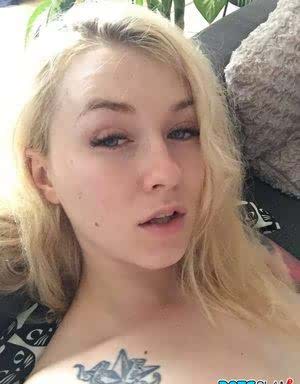 Beautiful blonde slut Misha Cross takes a selfie fully clothed and stark naked