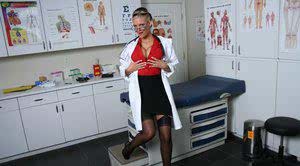 Cute doctor Phoenix Marie strips in office and gets naughty