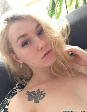 Beautiful blonde slut Misha Cross takes a selfie fully clothed and stark naked