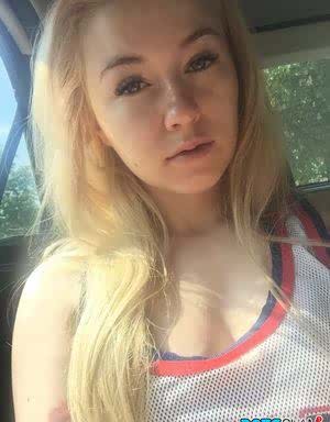 Beautiful blonde slut Misha Cross takes a selfie fully clothed and stark naked