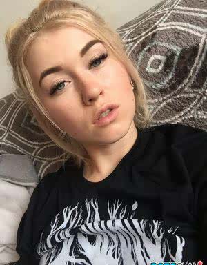 Beautiful blonde slut Misha Cross takes a selfie fully clothed and stark naked