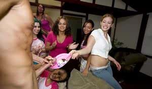 Sexy college girls going crazy at the CFNM birthday party