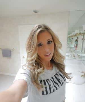 Young blonde Samantha Saint taking nude selfies in the bathroom