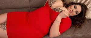 Large BBW Beti Phellasio in red dress showing off her massive saggy boobs