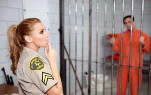Famous pornstar Cindy Hope stripping out of police uniform for prisoner