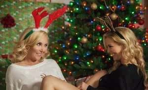 Mouth watering lesbian girlfriends celebrate Christmas by playing lesbian