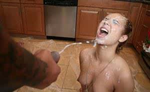Cute slut has her pretty face drenched in jizz after fucking a BBC