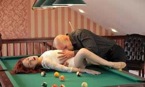 Sexy redhead slut Amarna Miller gets pussy licking  fucks on the pool table