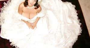 French MILF Chloe Vevrier freeing massive tits from wedding dress