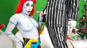 Amateur chick Joanna Angel and guy don creepy cosplay outfits before fucking